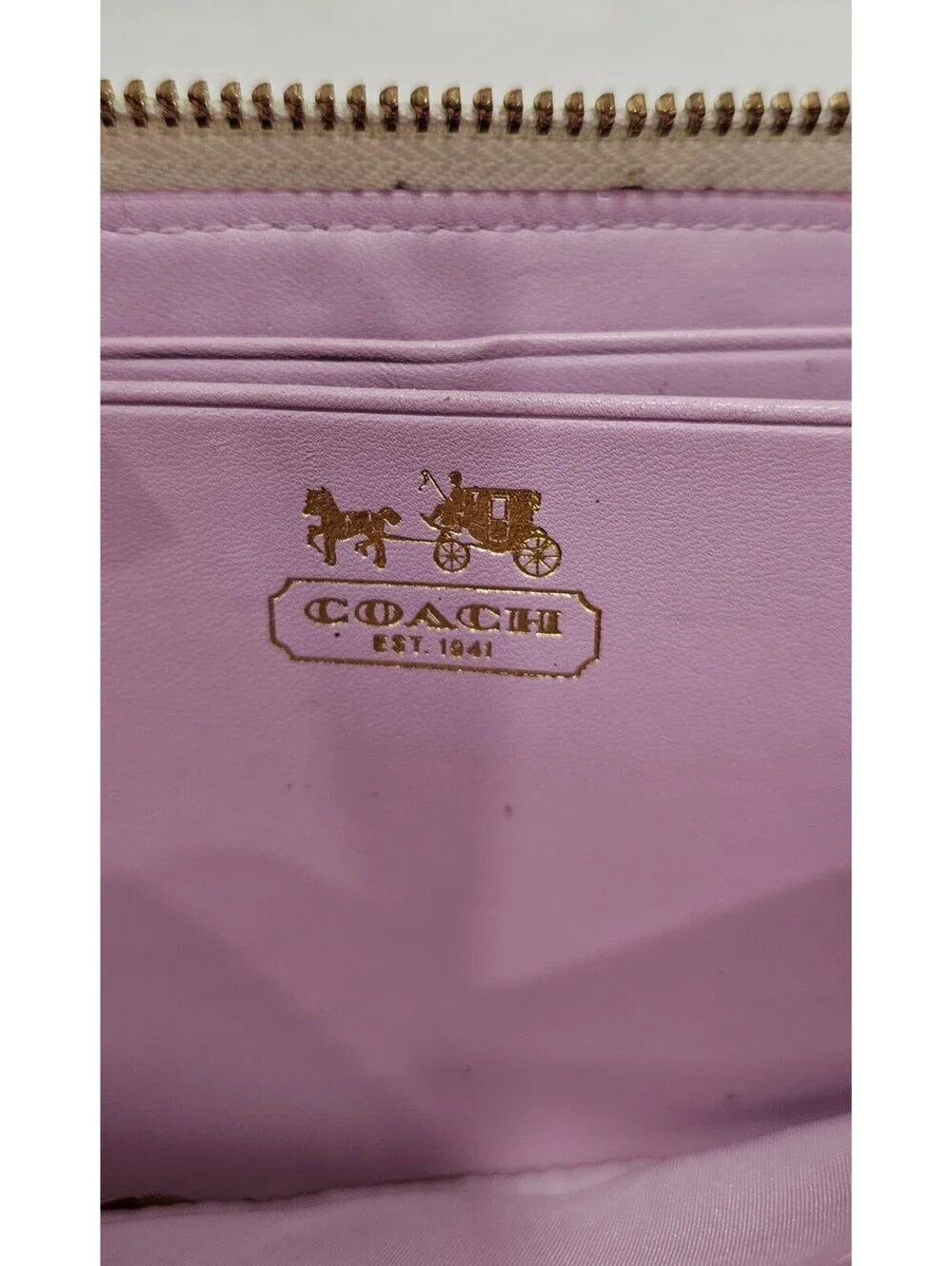 Coach Signature C Dot Cream Multicolor Accordion Zip Around Wallet